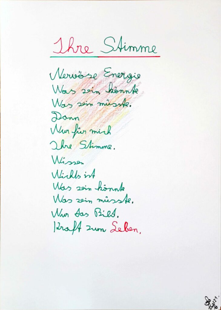 #39Plus3Poems - Ihre Stimme handschriftlich