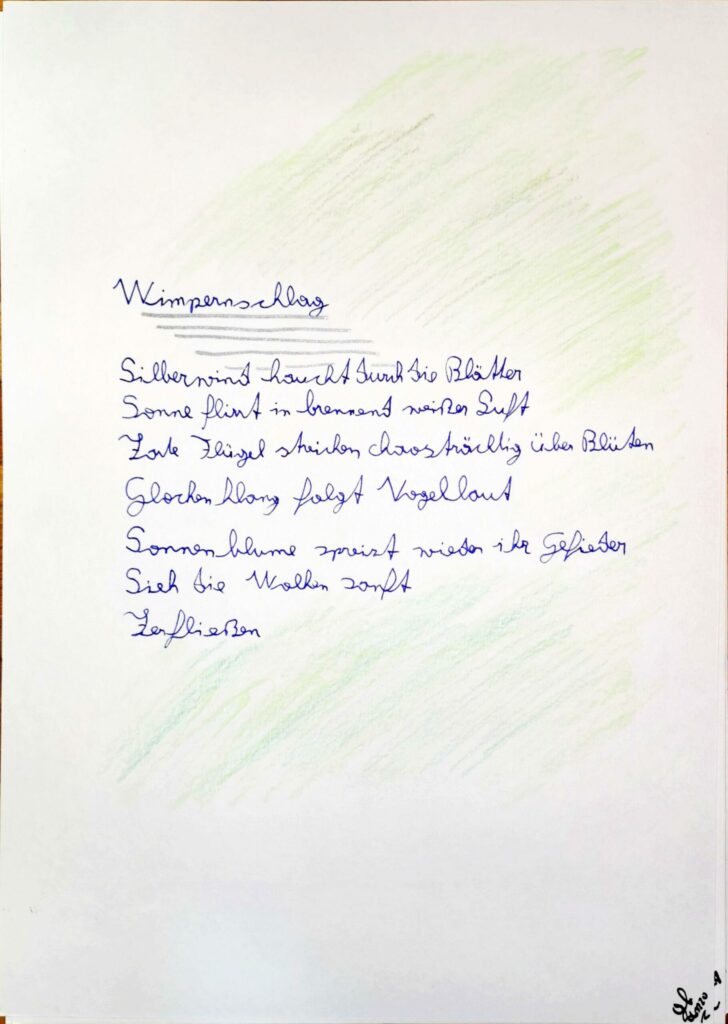 #39Plus3Poems - Wimpernschlag handschriftlich