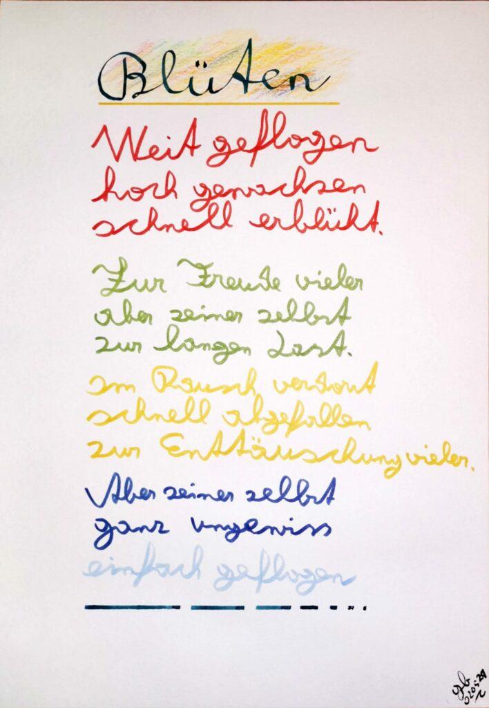 #39Plus3Poems - Blüten - handschriftlich