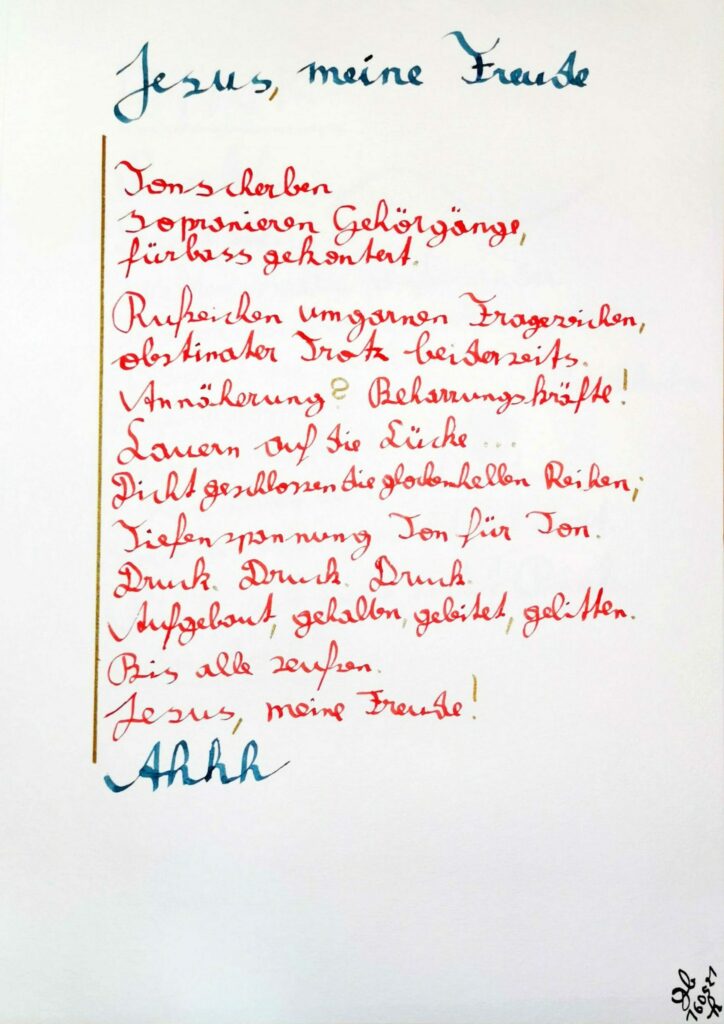 #39Plus3Poems - Jesus, meine Freude - handschriftlich