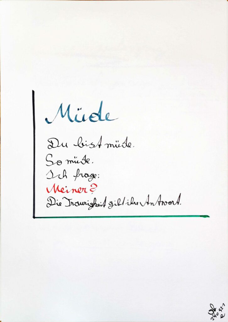 #39Plus3Poems - Müde - handschriftlich